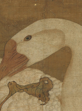 赵佶红蓼白鹅图复制画原大高清