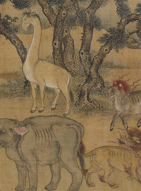 明佚名山海百灵图国画走兽宣纸复制品字画仿古画艺术微喷画稿