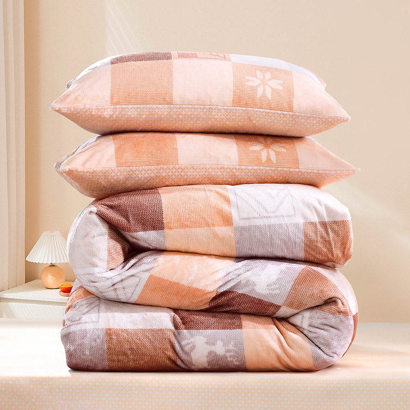 富安娜出品馨而乐牛奶绒四件套冬季加厚加绒双面珊瑚绒法兰绒被套