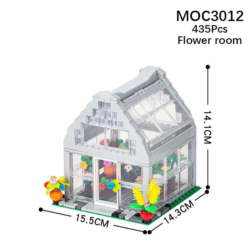 中国积木MOC农场花坛猪棚鸡窝花圃菠萝模型摆件拼装积木模型玩具