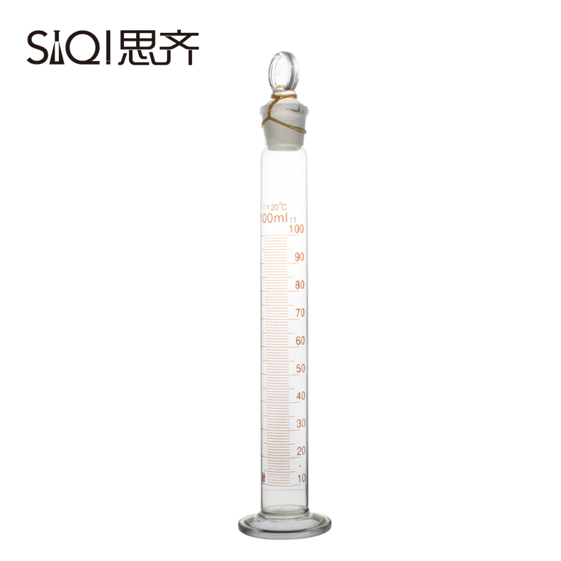 具塞量筒 玻璃量筒100ml 玻璃塞量筒 带盖子 Graduated Cylinder - 图0