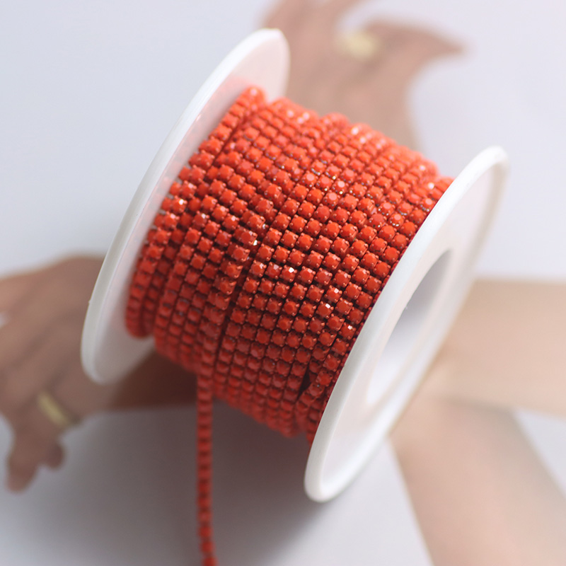 SS6 2mm蛋白色玻璃水钻彩色链条DIY饰品衣服装饰配件服装辅料钻链,淘宝优惠券,粉丝福利购,淘宝优惠卷