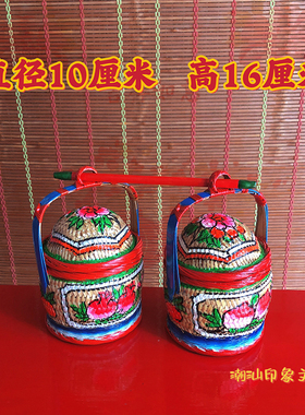 潮汕迷你花篮标旗挂件潮州特色送礼手信文创纪念品小竹篮车载摆件