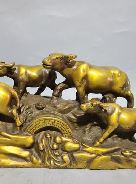 开业办公桌摆件纯铜旺财仿古