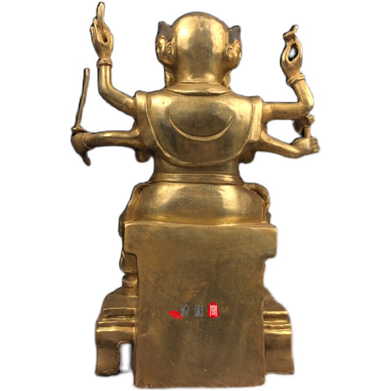 黄铜哪吒摆件摆件三太子海会大神哪吒铜坐像供奉铜器工艺品