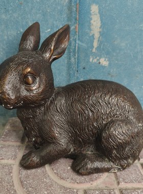 送福客厅兔子摆件铜复古