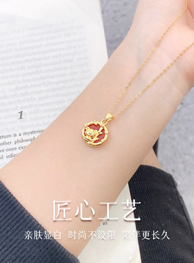 国潮有你竹够熊猫项链女S925纯银南红玛瑙小众设计感吉祥物锁骨链