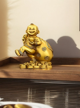 金色猴子招财摆件家居客