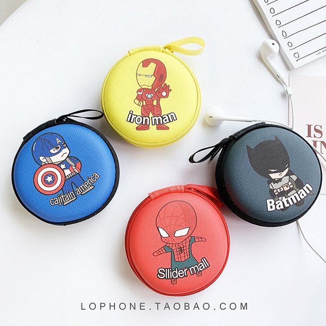 Cartoon data cable charger coin wallet storage bag