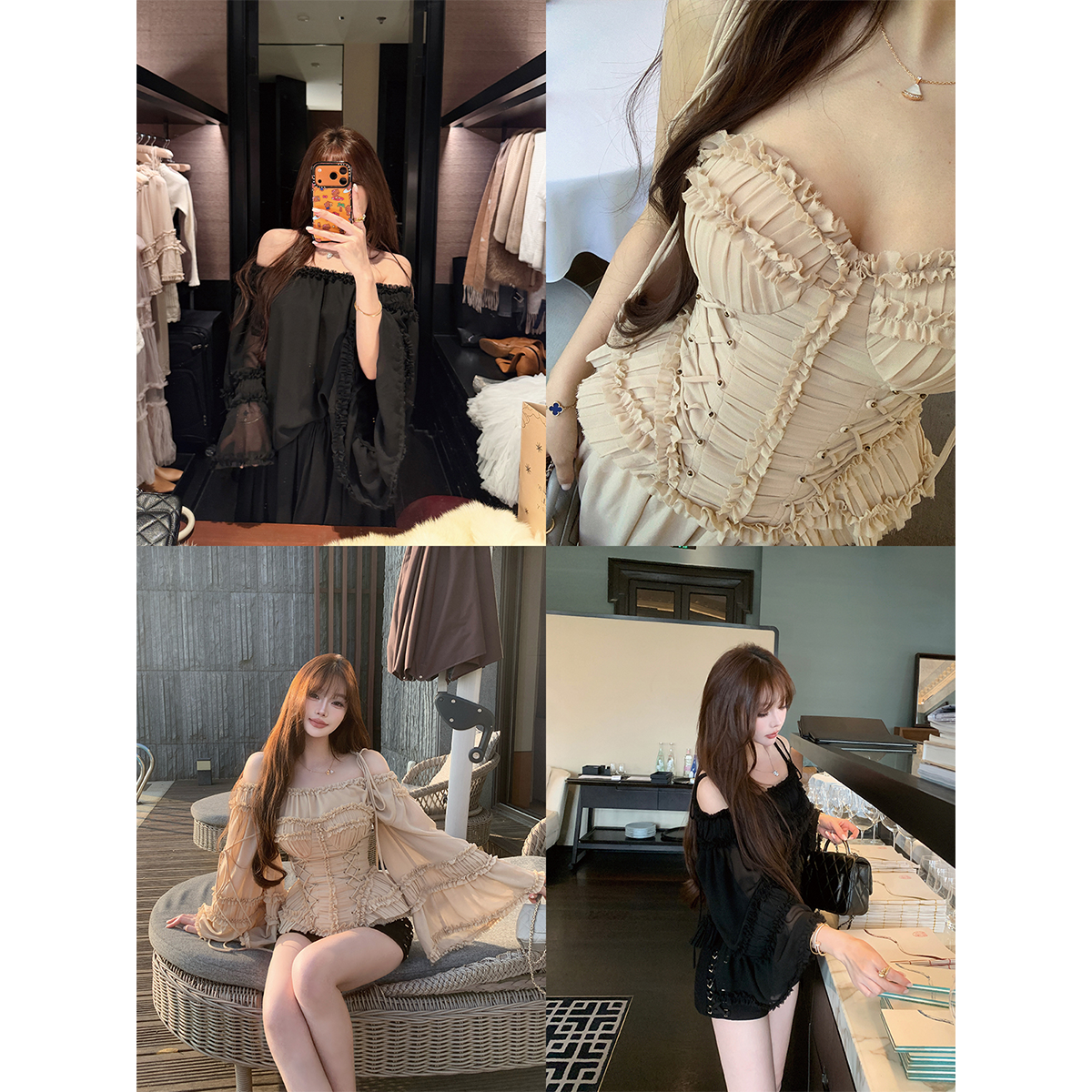 LIN BOUTIQUE 【Zimm*er】浪漫复古宫廷长半裙+拼接束腰上衣套装,淘宝优惠券,粉丝福利购,淘宝优惠卷