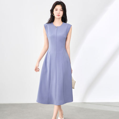 迪奥法式连衣裙女夏25新款高级感简约气质无袖中长裙女神范背心裙 - 图2