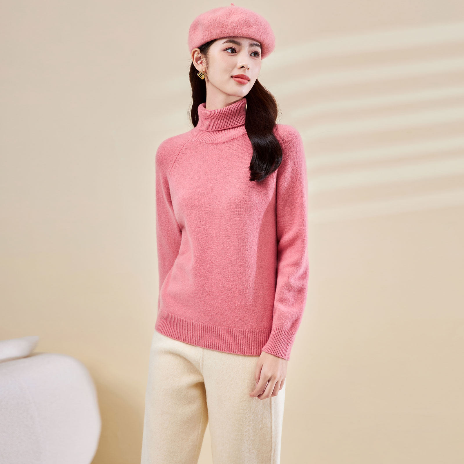 迪奥粉色小清新减龄高领套头软糯羊毛衫女25秋冬新款高品质打底衫,淘宝优惠券,粉丝福利购,淘宝优惠卷