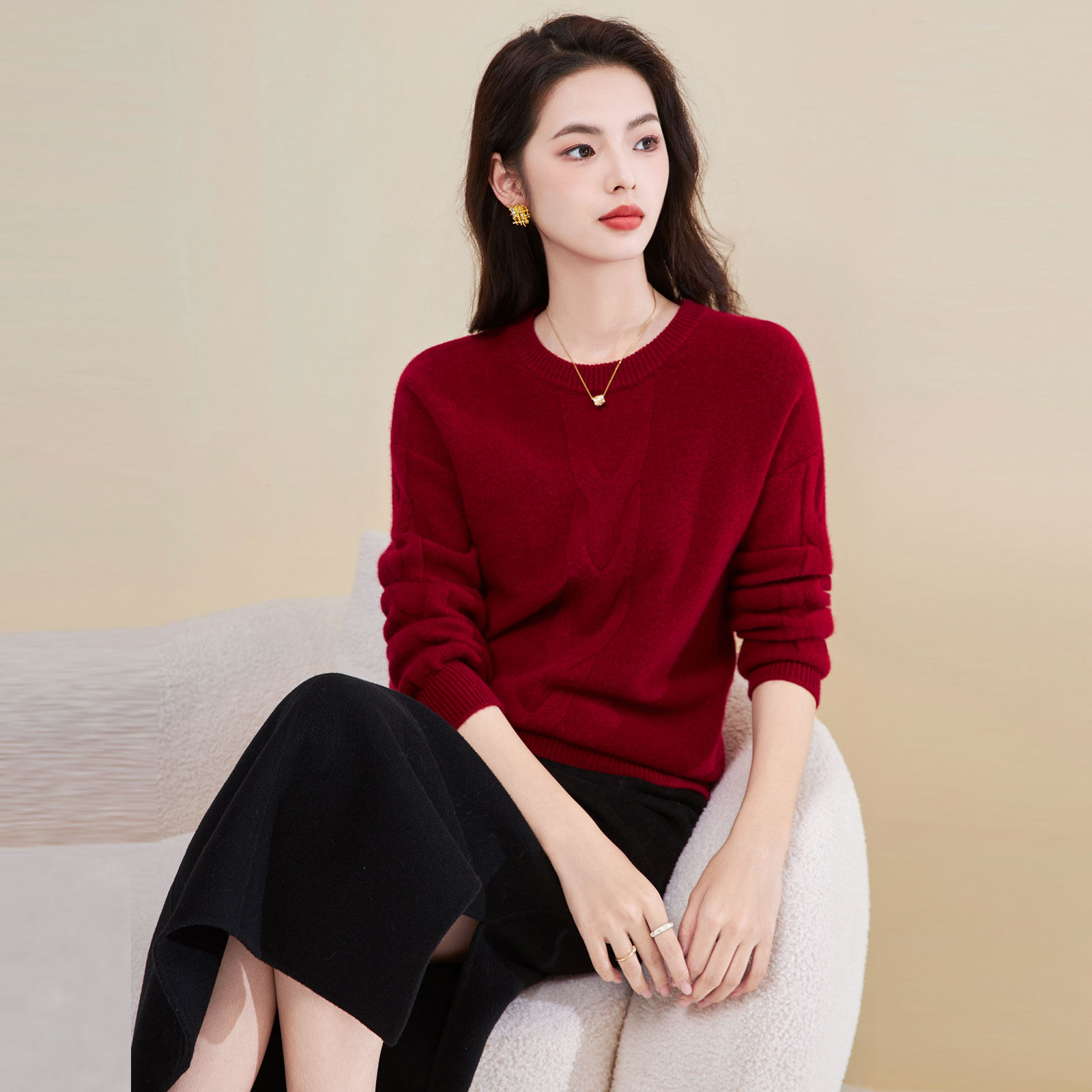 迪奥25秋冬新款圆领加厚大麻花慵懒风毛衣针织衫女时尚百搭打底衫,淘宝优惠券,粉丝福利购,淘宝优惠卷