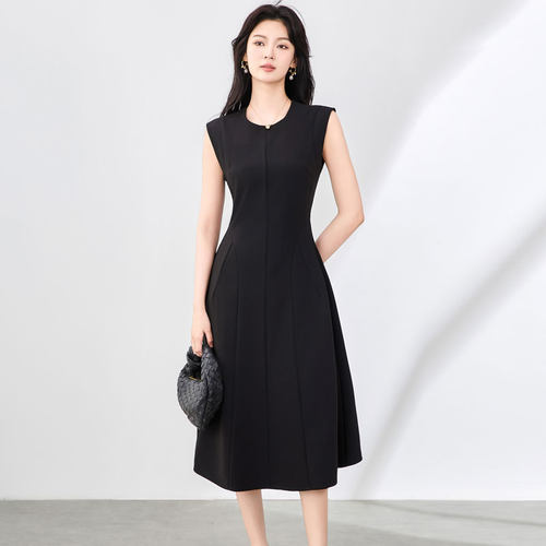 迪奥法式连衣裙女夏25新款高级感简约气质无袖中长裙女神范背心裙 - 图1