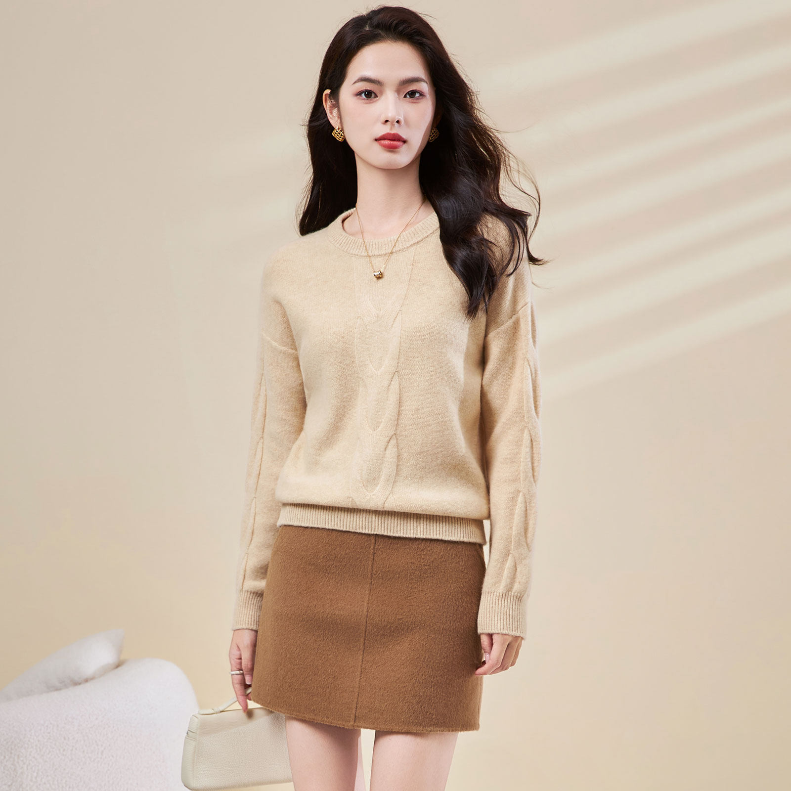 迪奥25秋冬新款高品质圆领加厚大麻花慵懒风打底衫时尚百搭毛衣女,淘宝优惠券,粉丝福利购,淘宝优惠卷