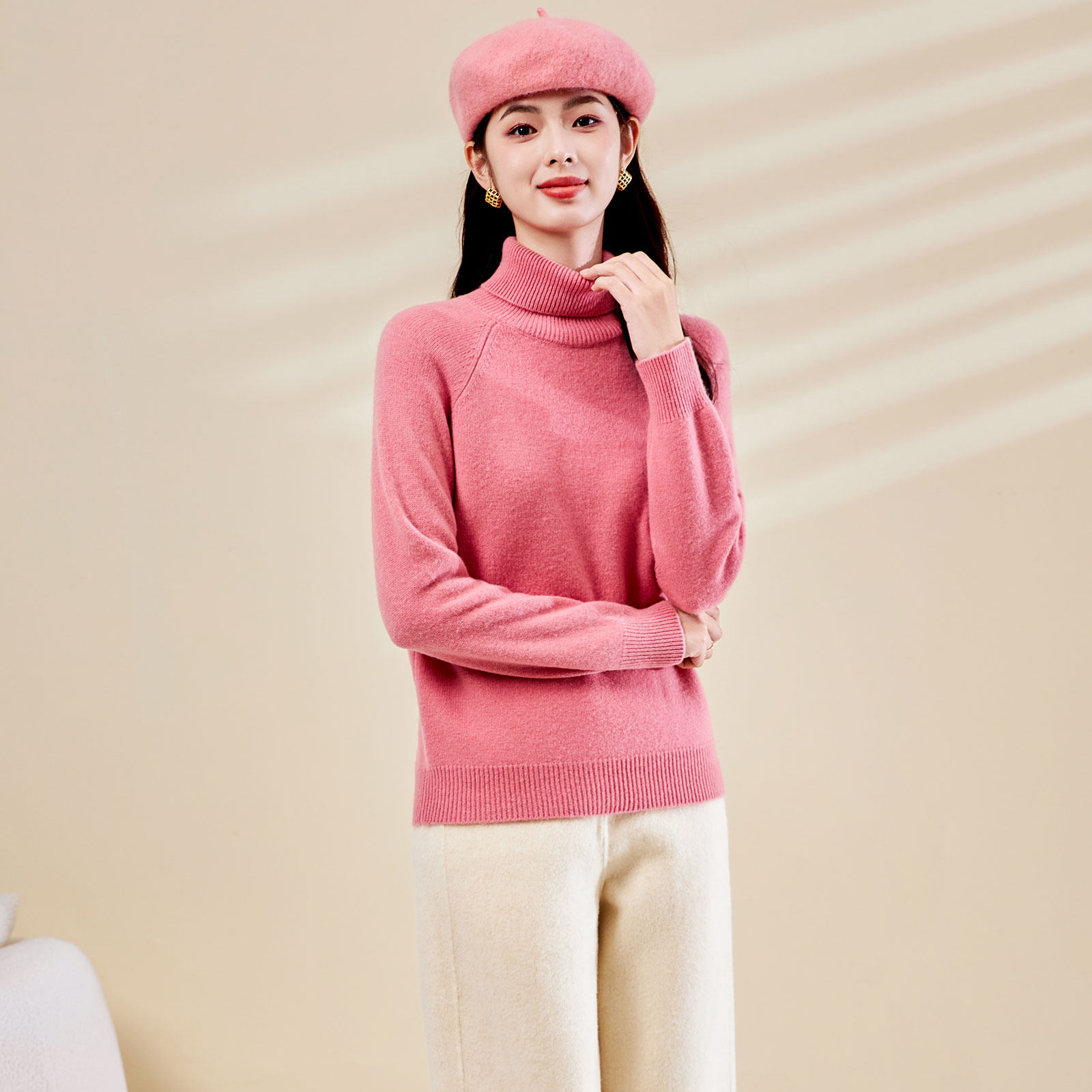 迪奥粉色小清新减龄高领套头软糯羊毛衫女25秋冬新款高品质打底衫,淘宝优惠券,粉丝福利购,淘宝优惠卷