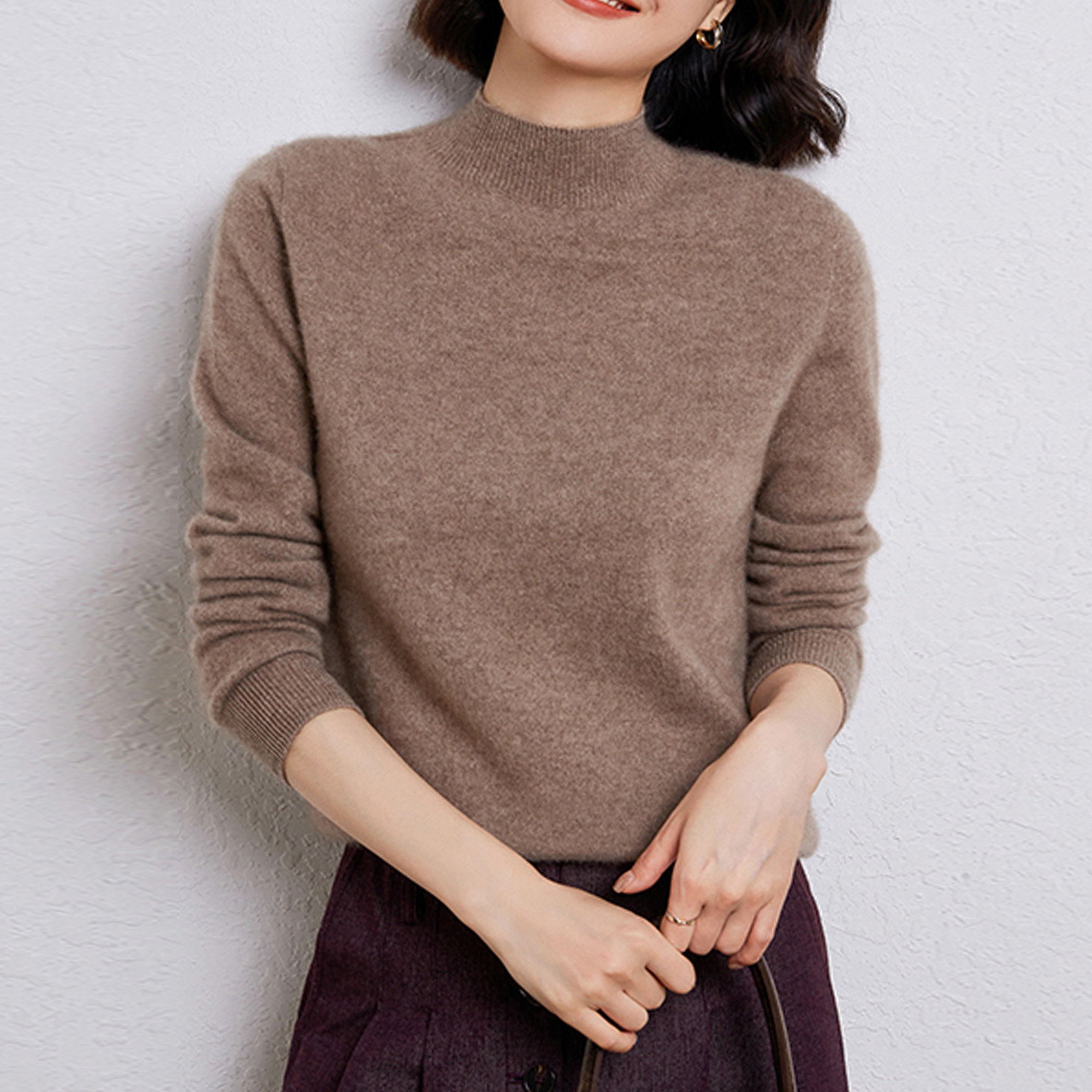 迪奥长袖半高领羊毛绒女100羊毛针织衫新款气质毛衣内搭薄打底衫,淘宝优惠券,粉丝福利购,淘宝优惠卷