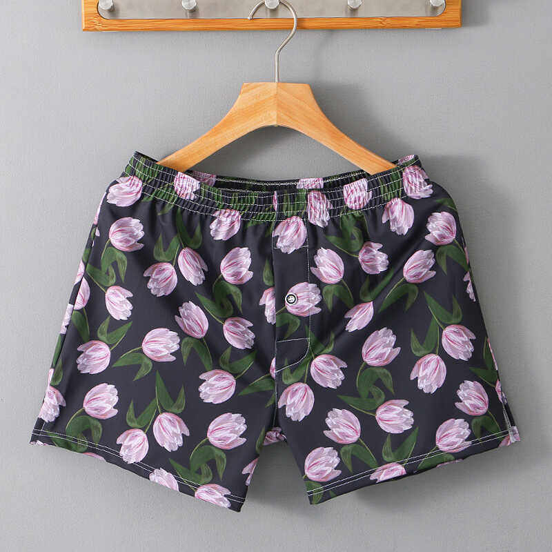 男士内裤男冰丝宽松大码印花平角裤衩潮流睡裤青年男生四角大裤头,淘宝优惠券,粉丝福利购,淘宝优惠卷