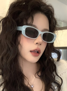Y2K韩系蓝色方形墨镜女2026新款