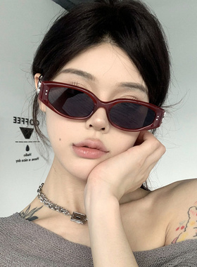 韩版猫眼复古红色墨镜女防紫外线