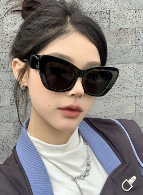 复古黑色大框猫眼墨镜女防紫外线
