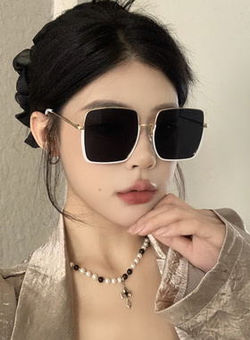 高级感金属白色太阳镜女防紫外线