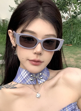 欧美猫眼千禧风紫色墨镜防紫外线