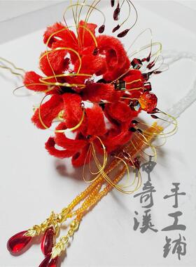古风纯手工秋冬红色簪子戏曲头饰