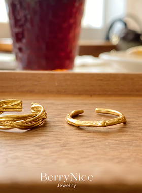 简约欧美金属线条缠绕戒指冷淡风设计感叠戴开口指环女通勤可调节