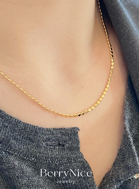 女生项链波光粼粼圆片链接气质小众锁骨链叠戴时尚饰品通勤百搭