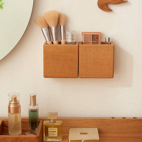 实木遥控器收纳盒客厅电视空调风扇手机充电置物挂架壁挂式免打孔 - 图3