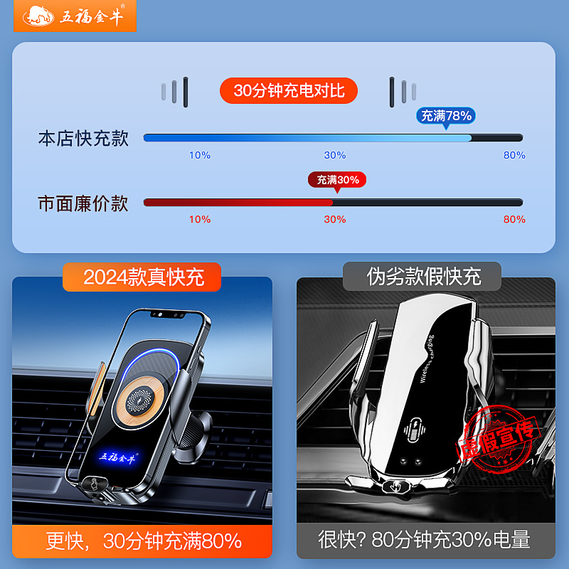 2024新款车载手机支架超级快充车用汽车导航车上支撑架无线充电器