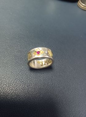 镶嵌宝石925纯银复古手工戒指银饰，BW系列