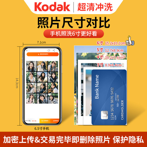 柯达洗照片冲印打印冲洗相片晒手机里的相纸6寸5塑封包邮做成相册 - 图1