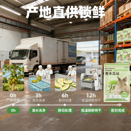 兔子零食木瓜丝排毛营养侏儒兔仓鼠豚鼠龙猫荷兰猪宠物磨牙零食 - 图2