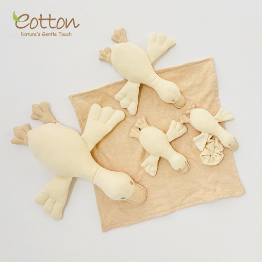 Colored cotton baby comfort toy soothing towel rattle white goose
