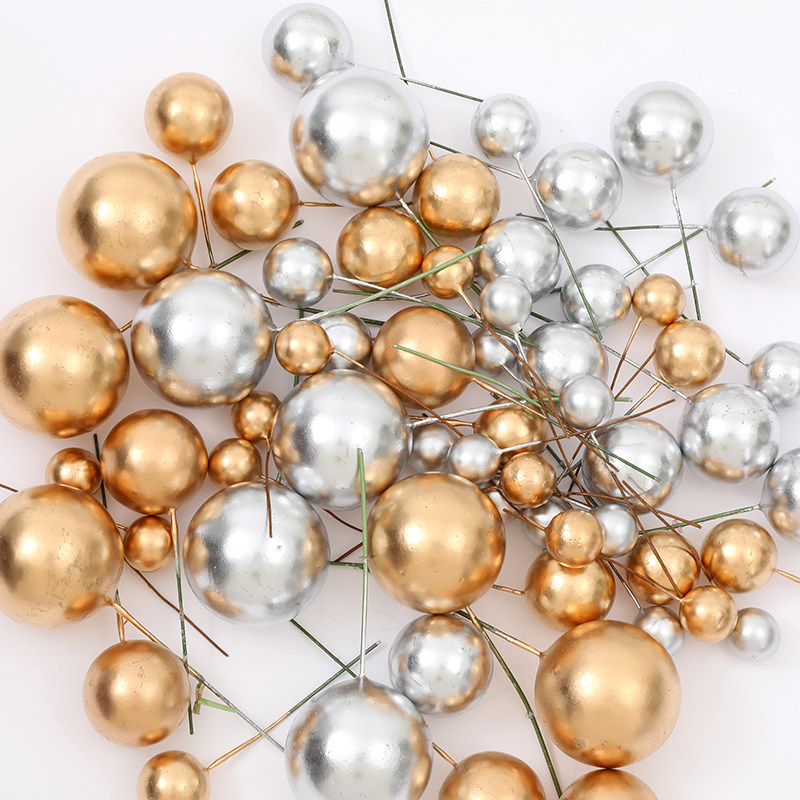 【10枚】蛋糕装饰金球银球金色球银色球彩色球许愿球插件烘焙插件,淘宝优惠券,粉丝福利购,淘宝优惠卷