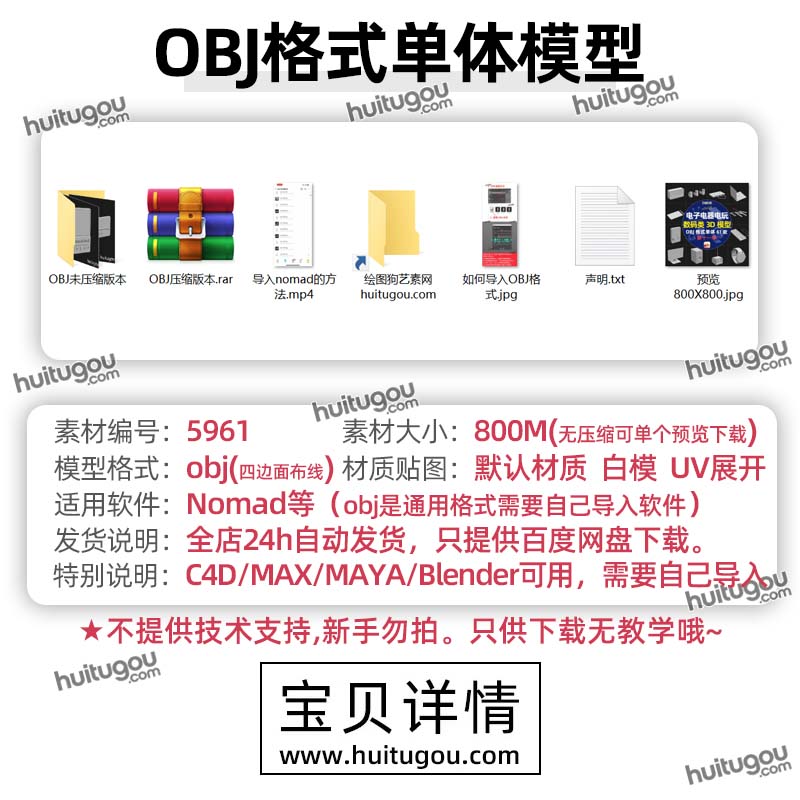 数码电子电器3D模型OBJ素材相机手表音箱耳机键盘U盘显示器游戏机