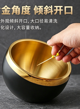不锈钢斜口沙拉碗真空镀防风