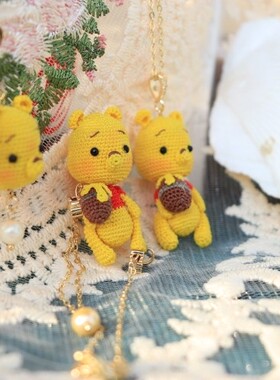 诗阳微花微钩饰品极细蕾丝线DIY礼品套装维尼熊耳环手链项链包邮