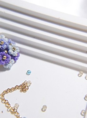 诗阳微花原创手工微钩礼饰品镀金新款项链80蕾丝线钩织渐变泡芙花