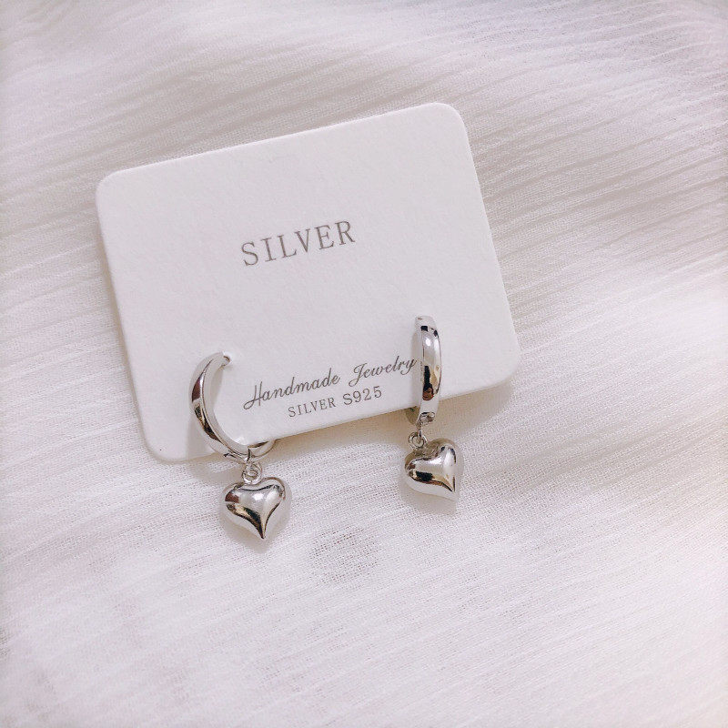 香港正生纯银s925立体爱心桃心耳扣女银饰爆款高级感精致网红耳环,淘宝优惠券,粉丝福利购,淘宝优惠卷
