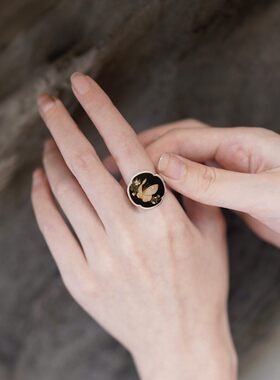 新中式仿汉唐花样非遗大漆戒指
