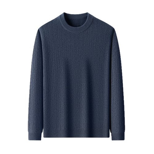 【100%山羊绒】冬季加厚7针打花工艺羊绒衫全身针法针织打底衫男 - 图3