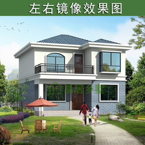 2202乡村别墅设计图纸两层小开间新农村自建房经济型简单小洋楼 - 图0