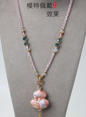 浅紫色炫彩刻面珠链泰国系佛银链藏唐卡挂链宋锦挂绳多用HOT儿童