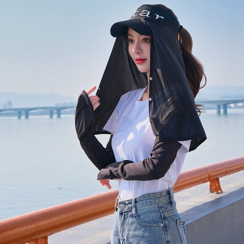 夏季户外遮阳帽纱防晒帘骑行冰袖高尔夫钓鱼防晒面纱披肩冰袖套装,淘宝优惠券,粉丝福利购,淘宝优惠卷