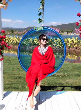 茶卡盐湖西藏云南红色空调围巾