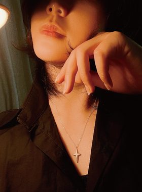 纯银磨砂项链女星星简约
