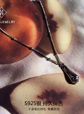 MRWANG925银纯银珠子链女猫爪